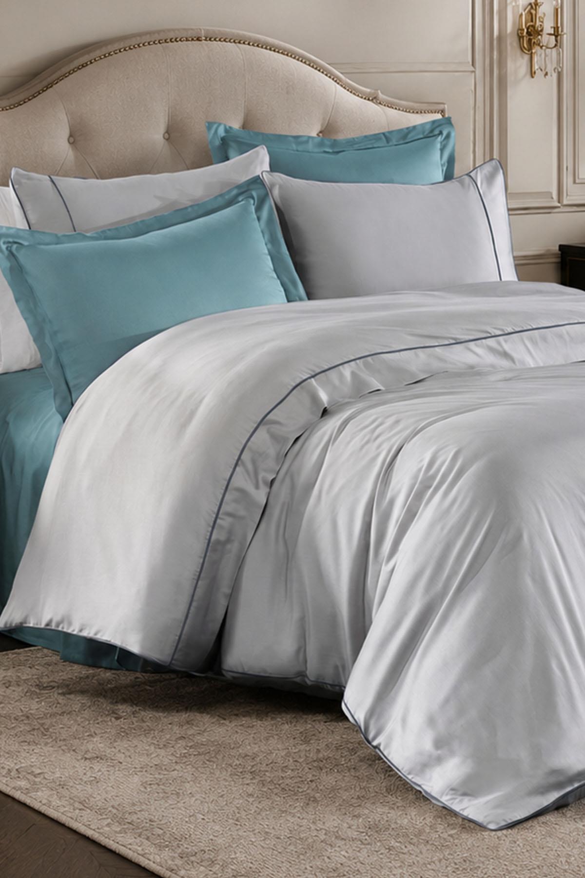 Alix Piped Cotton Satin Double 6-Piece Duvet Cover Set