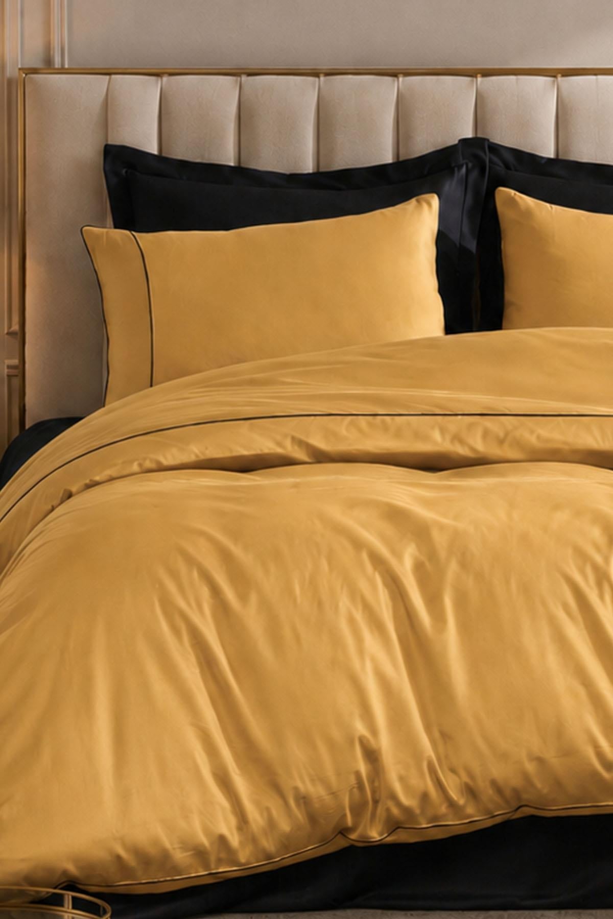Alix Bettwäsche-Set aus Baumwollsatin mit Paspelierung, Doppelbett, 6-teilig