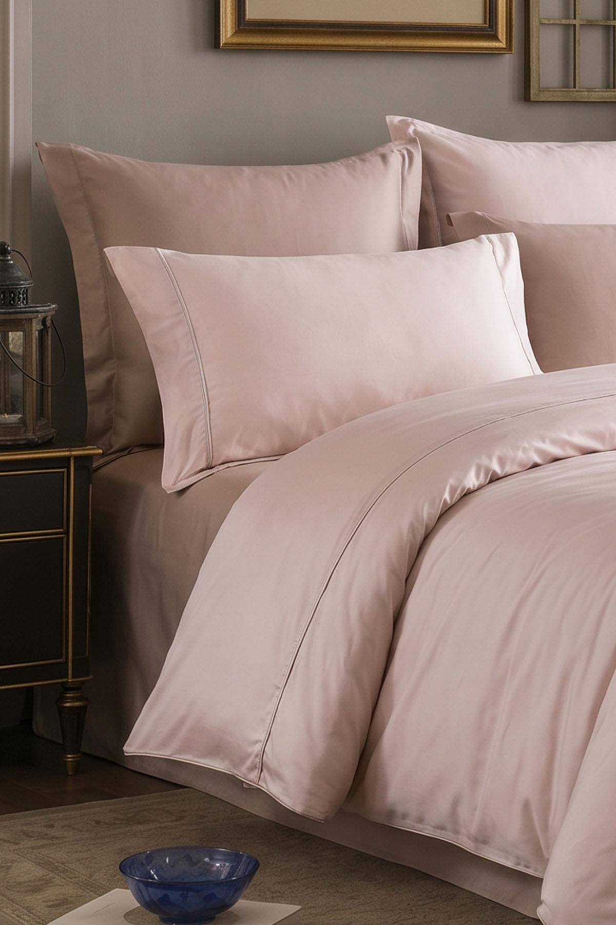 Alix Bettwäsche-Set aus Baumwollsatin mit Paspelierung, Doppelbett, 6-teilig