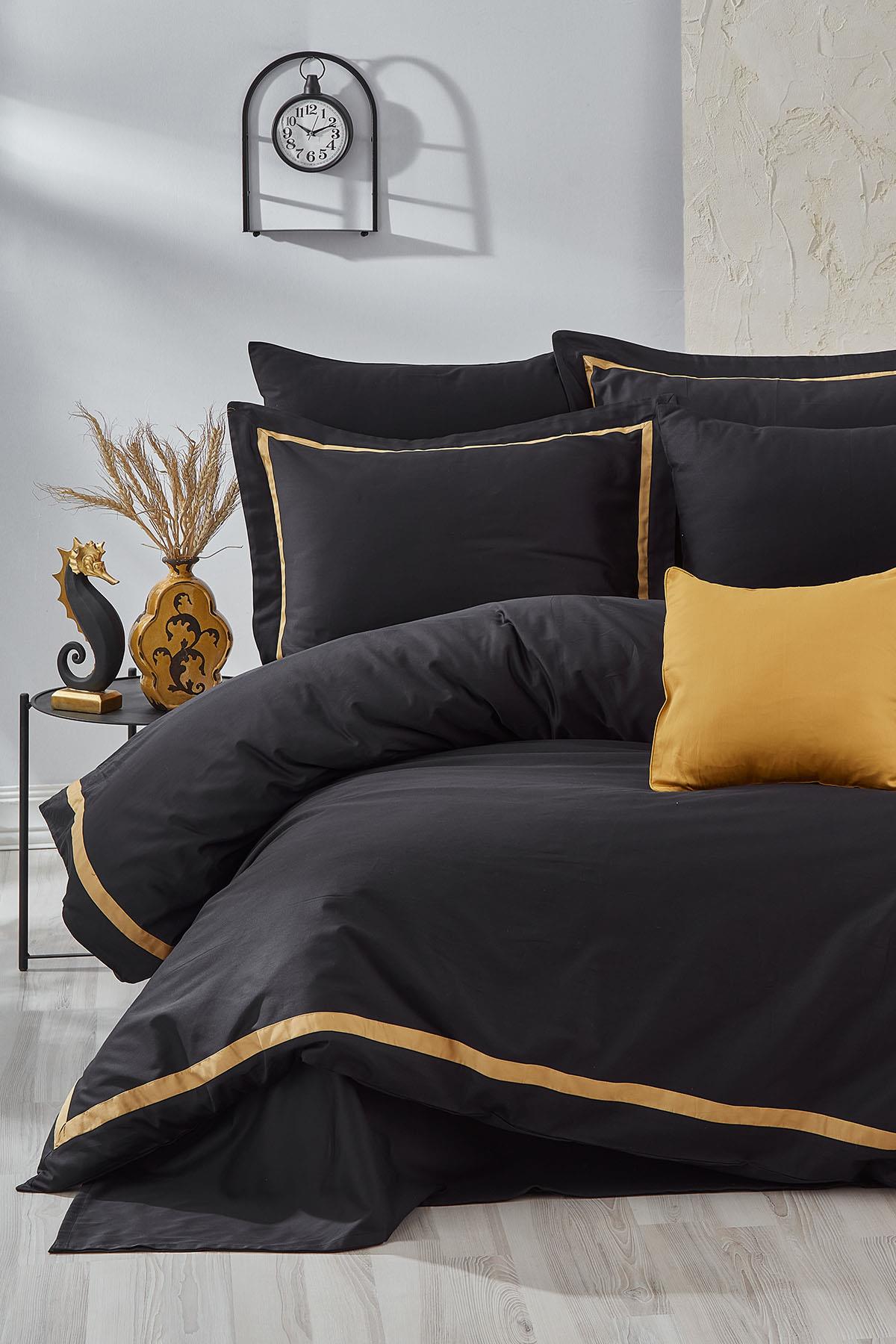 Carisma 7-teiliges Bettwäsche-Set aus Baumwollsatin, Super King Size, mit Biese