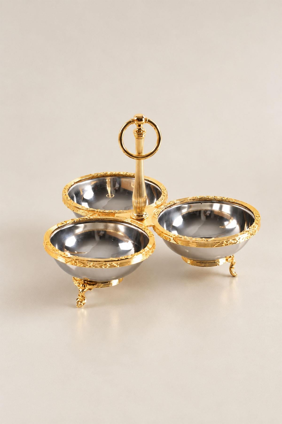Kessa Gold Detaillierte 3-teilige Snackschale