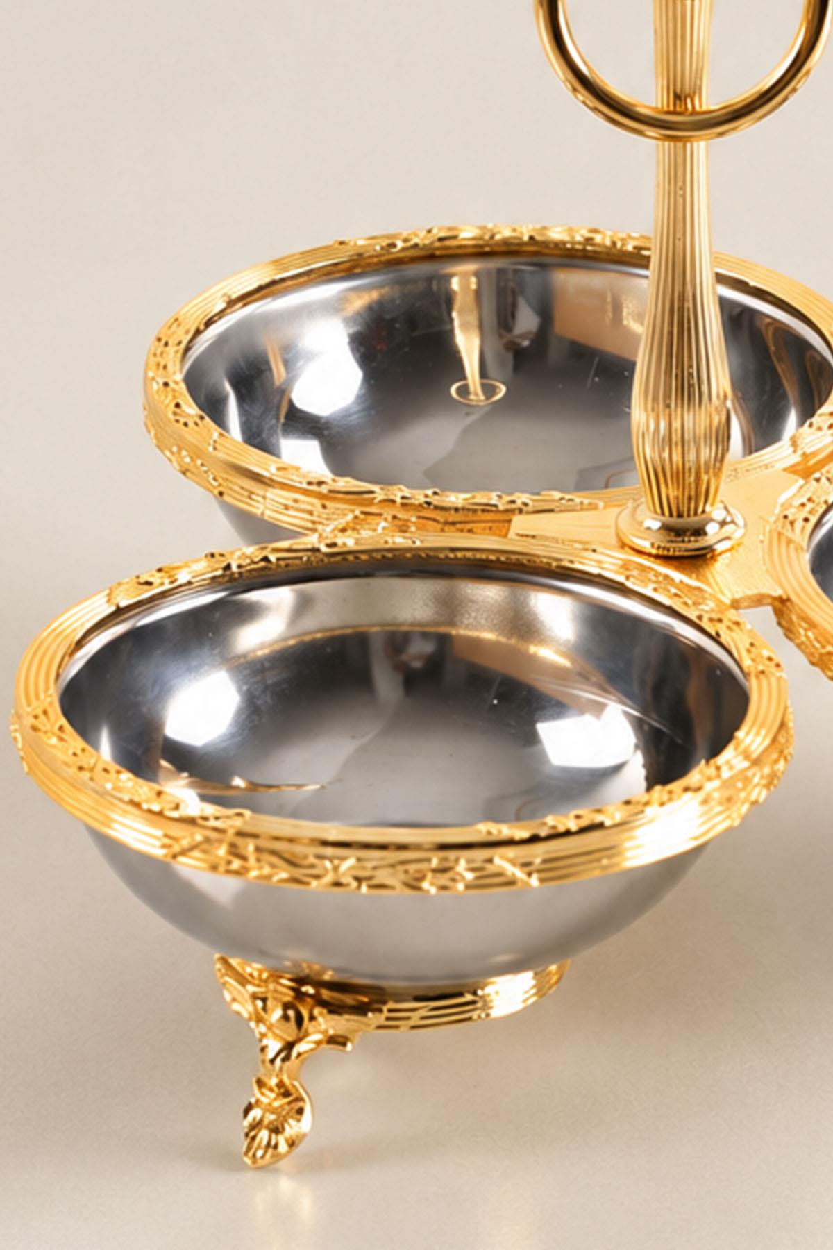 Kessa Gold Detaillierte 3-teilige Snackschale