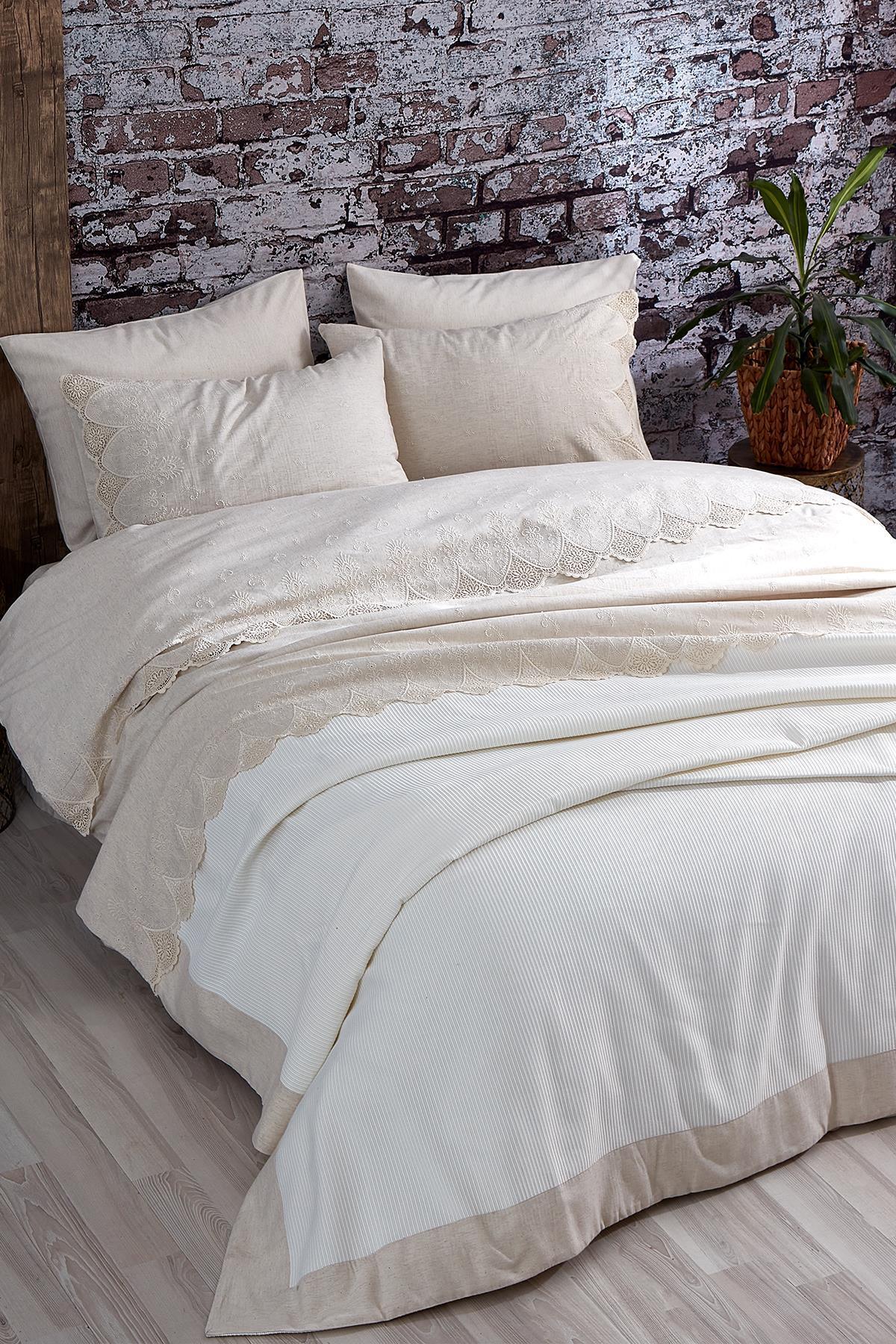 Emma Dantelli Super King Size 7-teiliges Bettwäsche- und Tagesdecken-Set – Nazik Home – Wert für mein Zuhause!