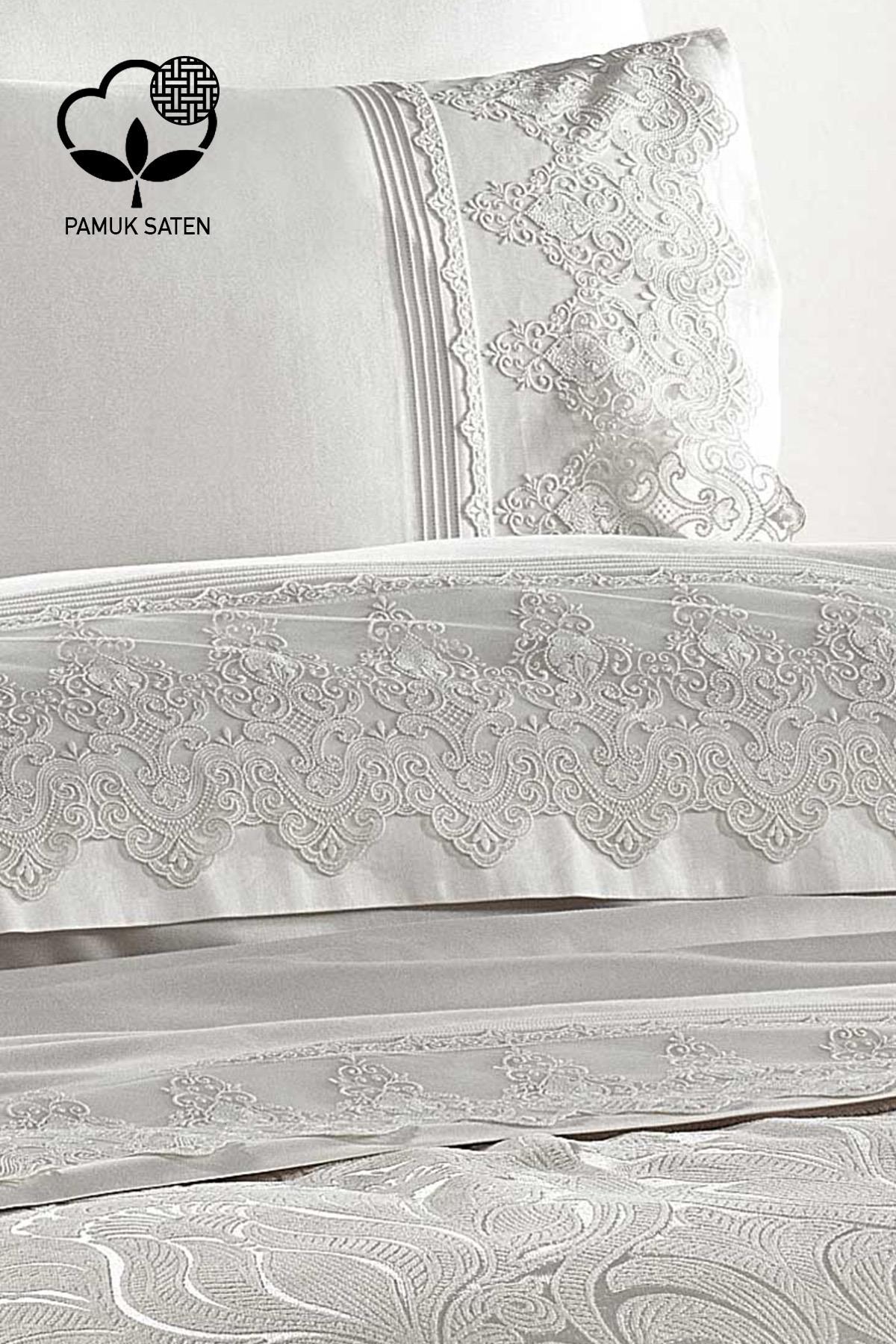 Marissa Bettwäsche-Set mit Jacquard-Baumwollsatin-Piqué – Nazik Home – Wert für mein Zuhause!