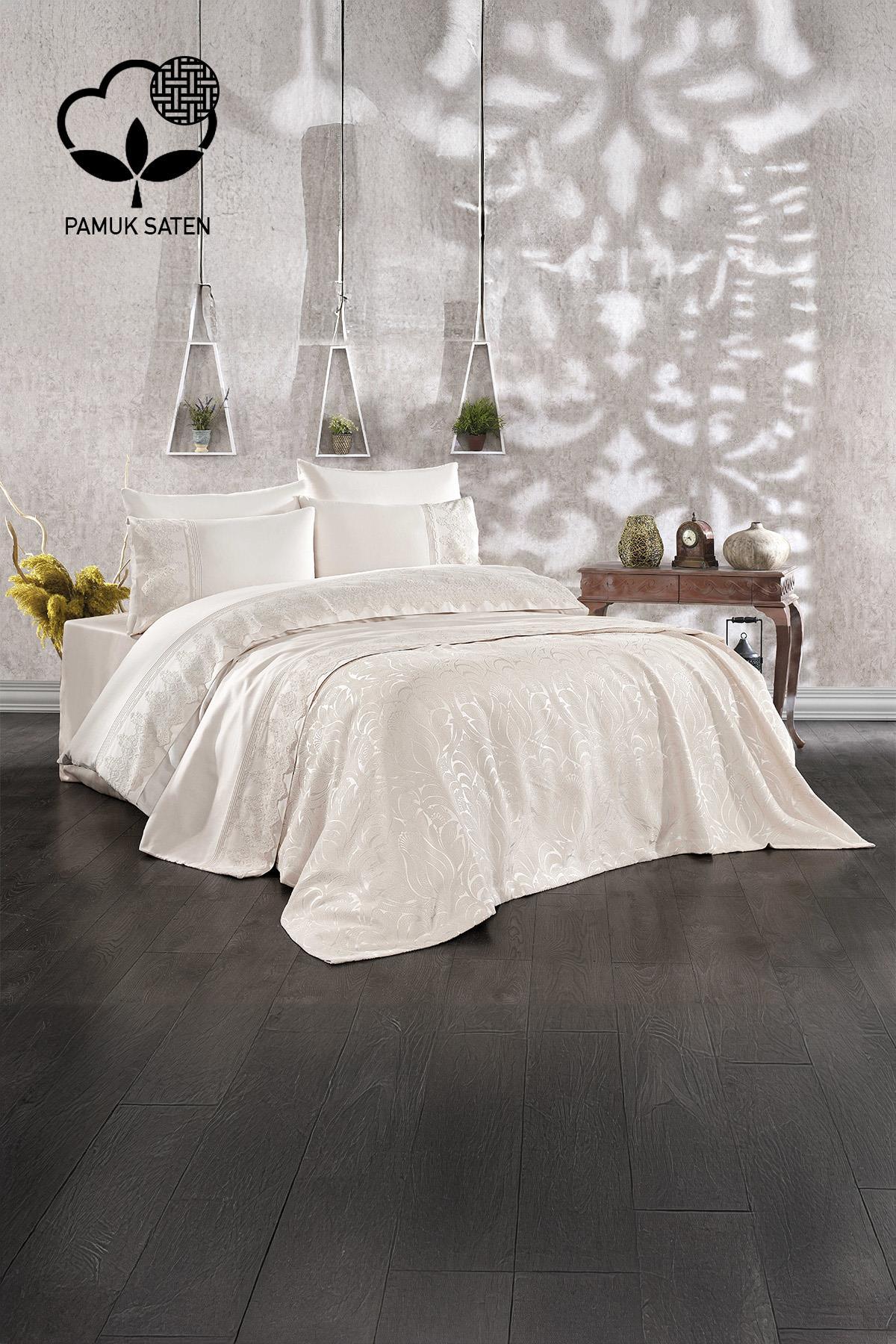 Marissa Bettwäsche-Set mit Jacquard-Baumwollsatin-Piqué – Nazik Home – Wert für mein Zuhause!