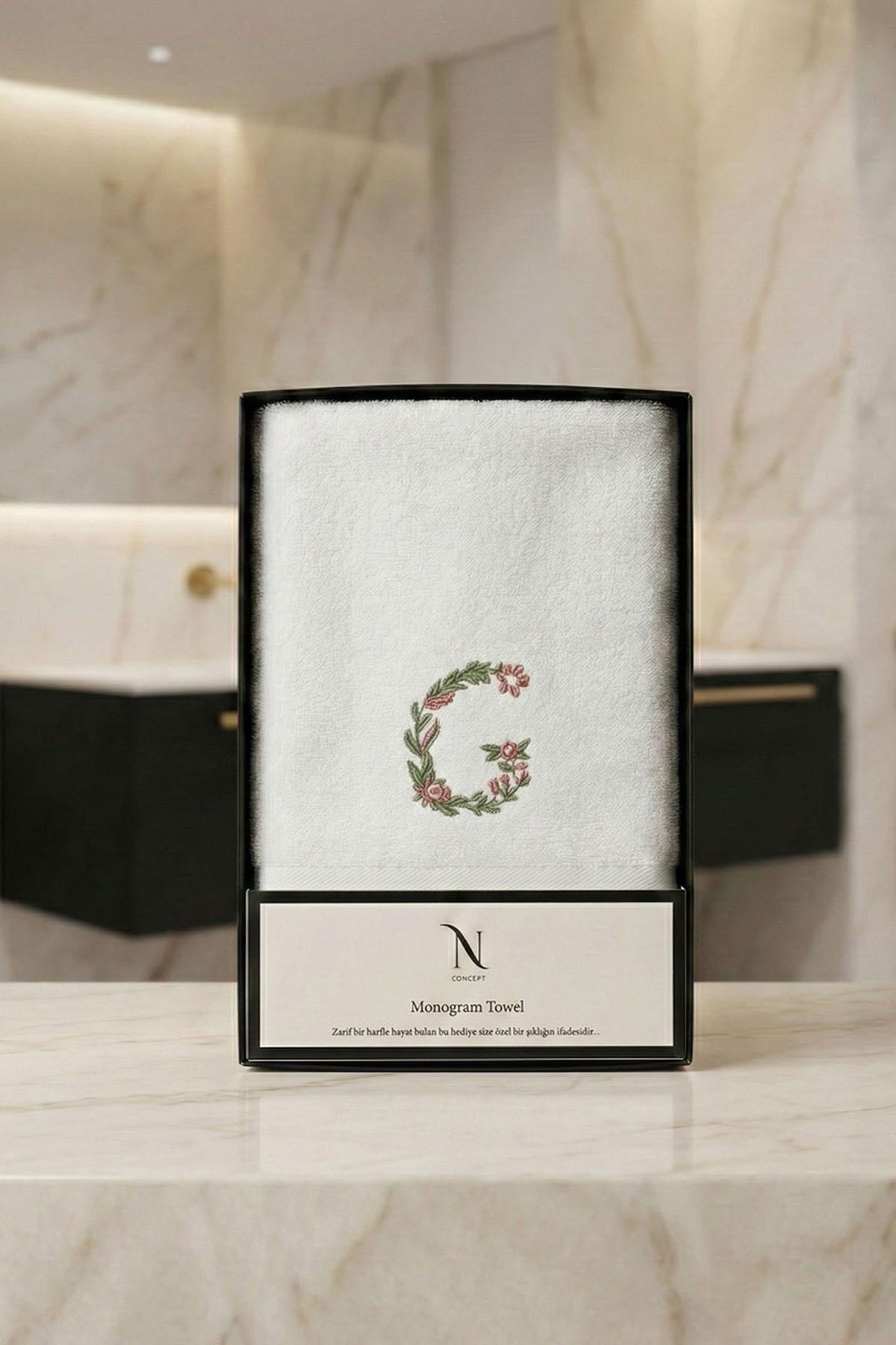 Bambus-Gesichtshandtuch mit Monogramm-Stickerei (50 x 90 cm)