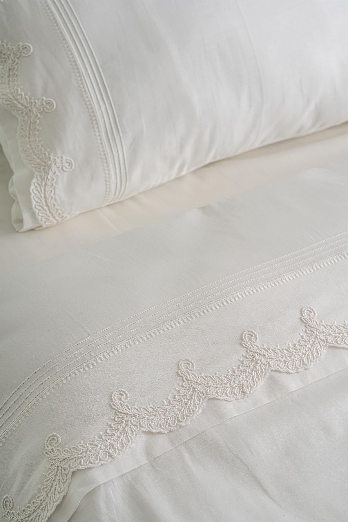 Ramos Bestickte Bettwäsche aus Baumwollsatin, 6-teilig für Doppelbett