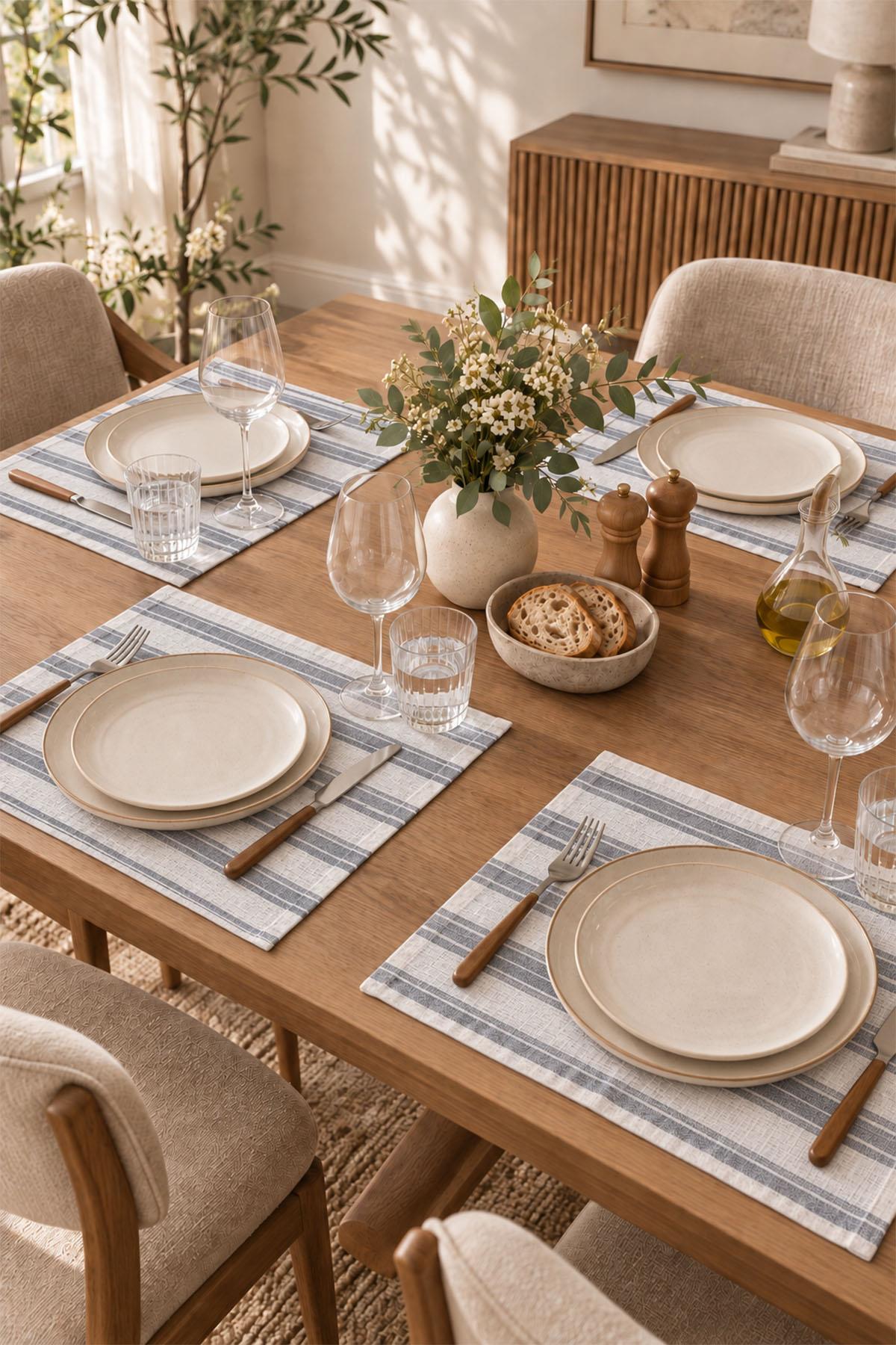 Run Striped Fleckenabweisendes, einfach herzustellendes 4-teiliges Platzset (35 x 45 cm)