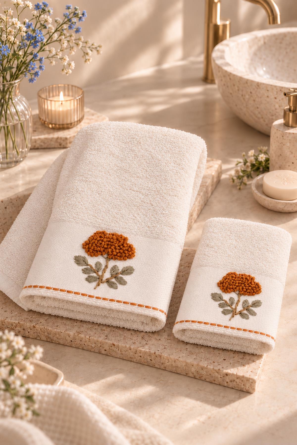 Adenya Flower Embroidered Hand Towel (30 x 50 cm)