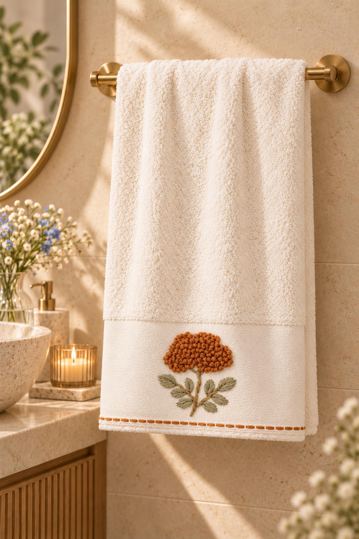 Adenya Flower Embroidered Hand Towel (30 x 50 cm)