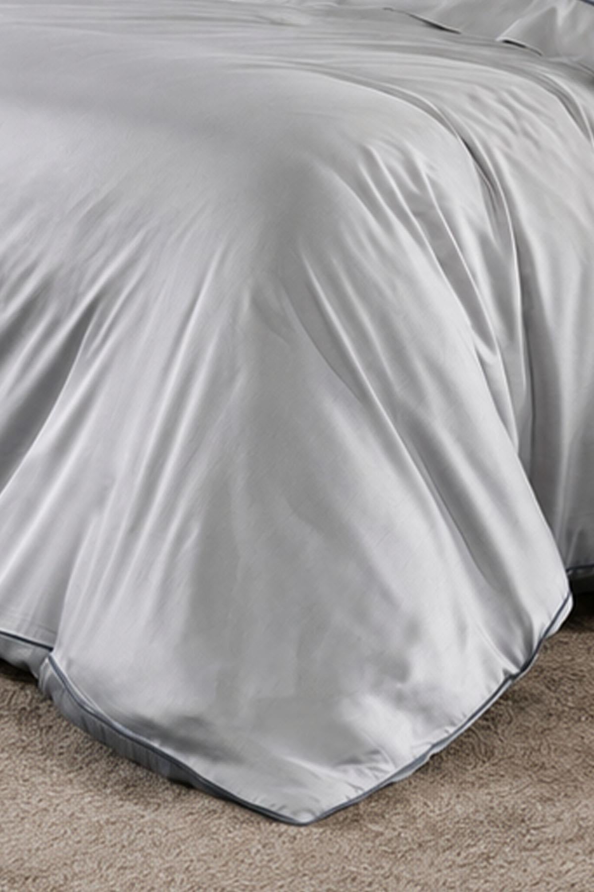Alix Bettwäsche-Set aus Baumwollsatin mit Paspelierung, Doppelbett, 6-teilig