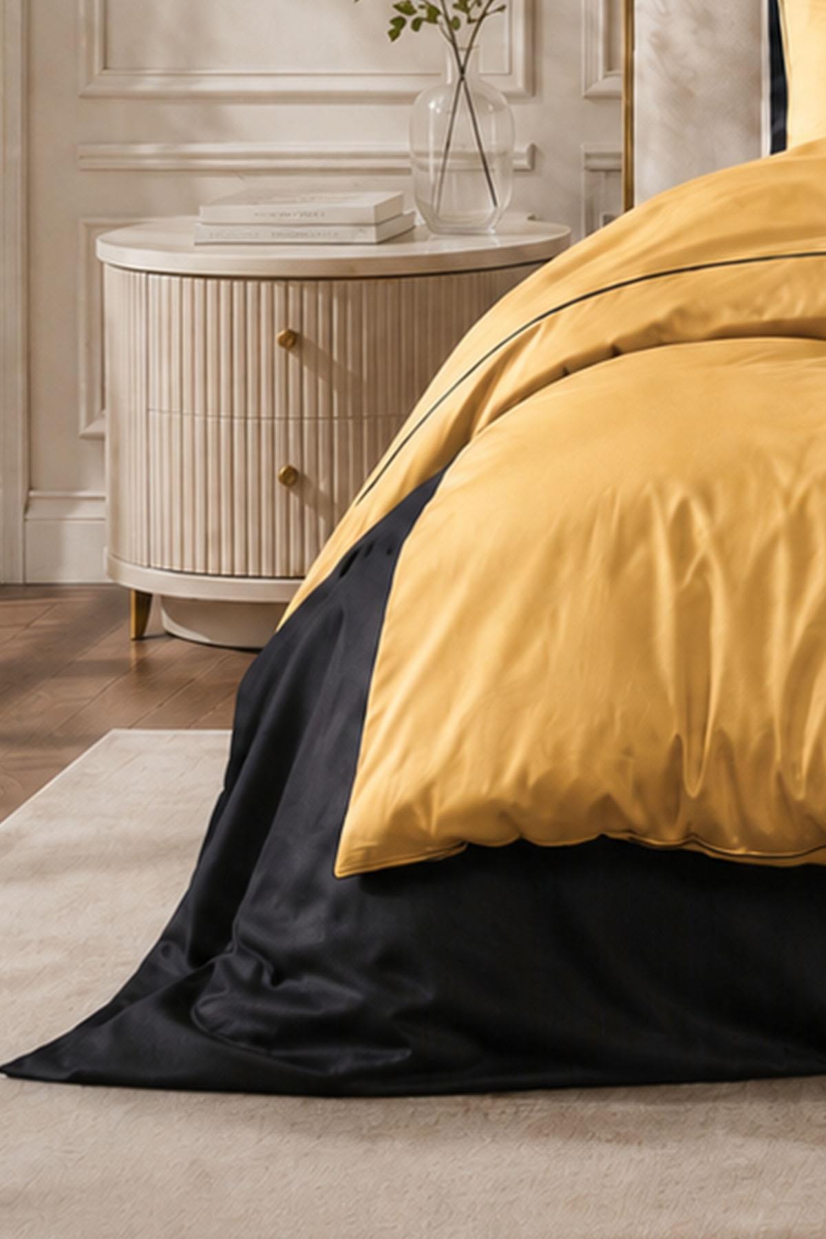 Alix Bettwäsche-Set aus Baumwollsatin mit Paspelierung, Doppelbett, 6-teilig