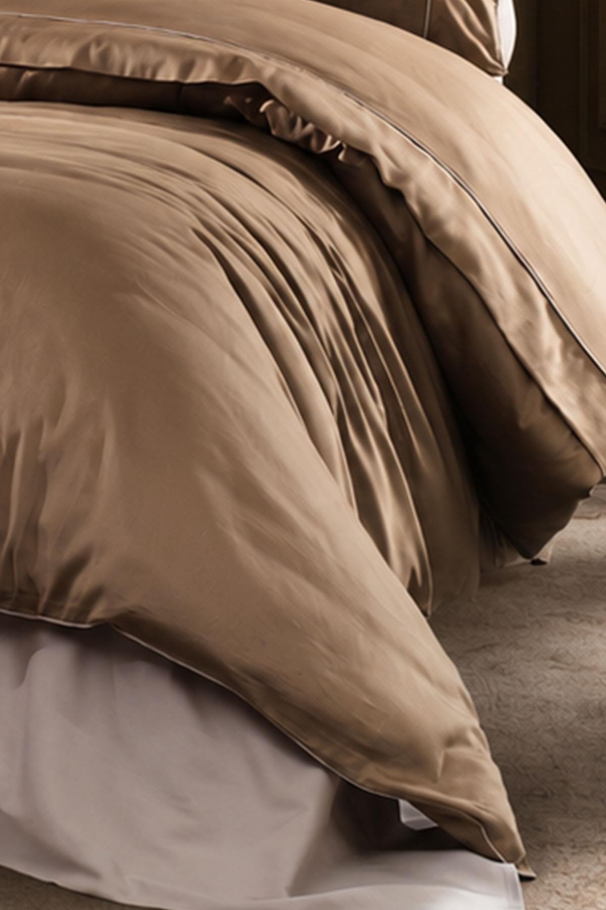 Alix Bettwäsche-Set aus Baumwollsatin mit Paspelierung, Doppelbett, 6-teilig