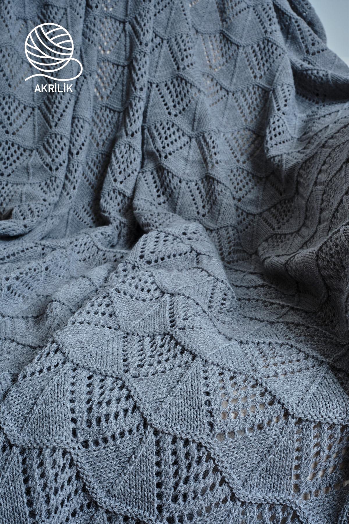 Graue TV-Decke aus Acryl mit tiefem Strickmuster, moderne und gemütliche Heimtextilie
