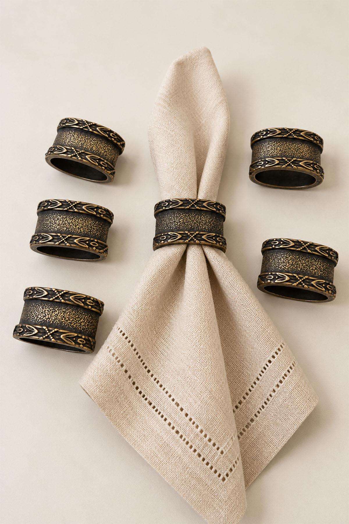 Sierra Vintage Detail Set mit 6 Ring-Serviettenhaltern