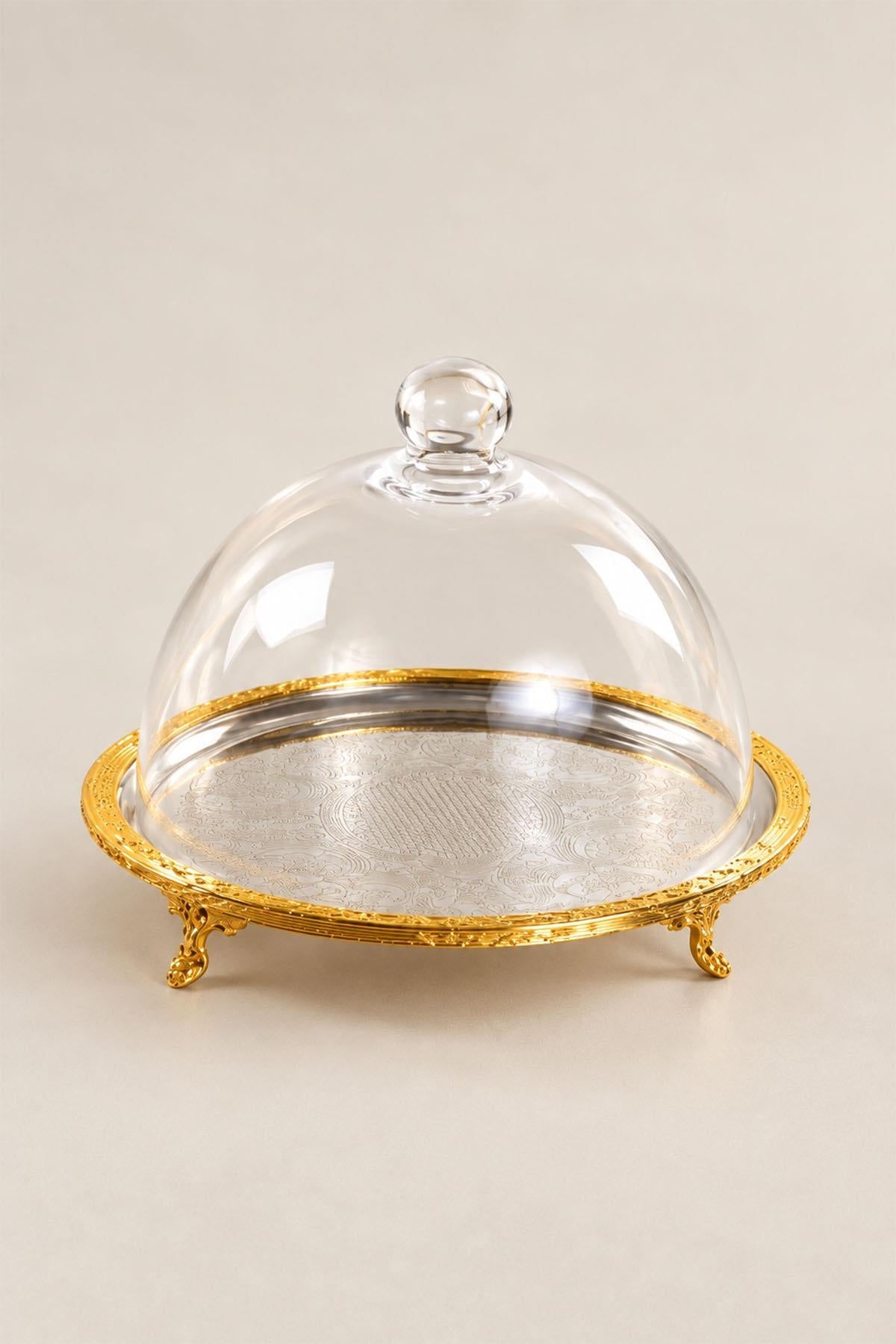 Kessa Gold Serviertablett mit detailliertem Deckel (30 cm)