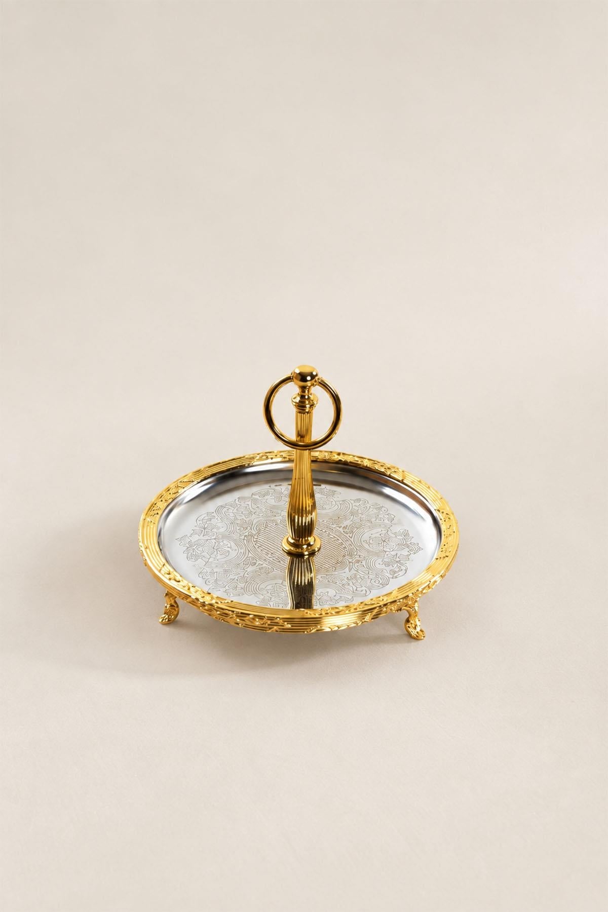Kessa Serviertablett mit goldverzierten Griffen (19 cm)