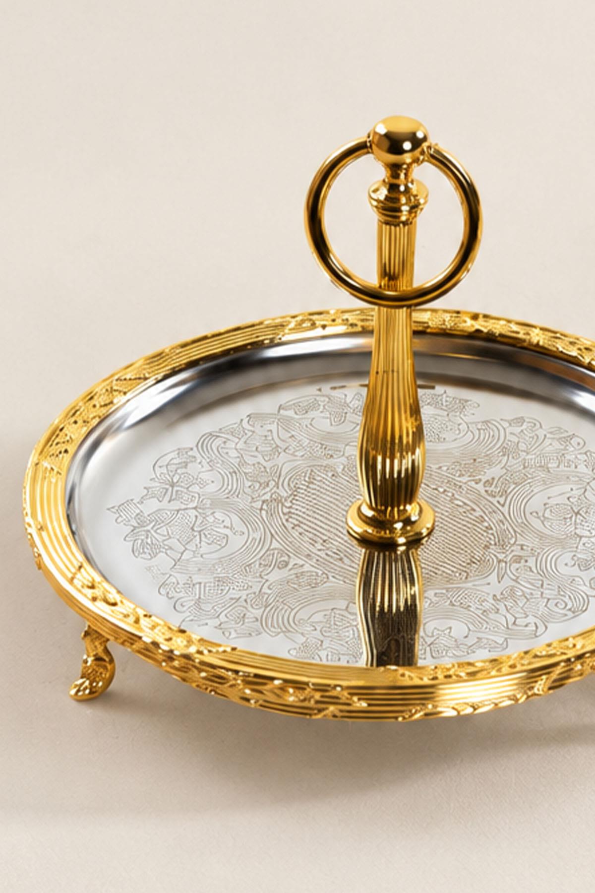 Kessa Serviertablett mit goldverzierten Griffen (19 cm)