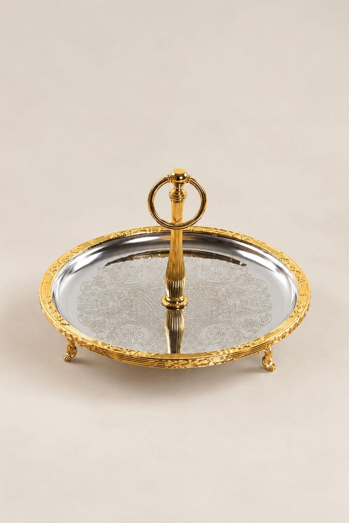 Kessa Gold Serviertablett mit Griffen (26 cm)