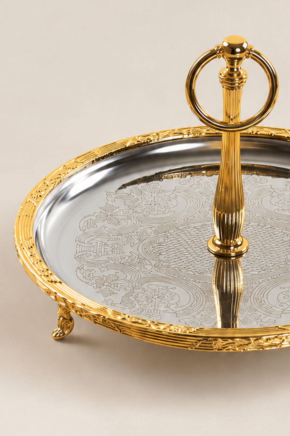 Kessa Gold Serviertablett mit Griffen (26 cm)