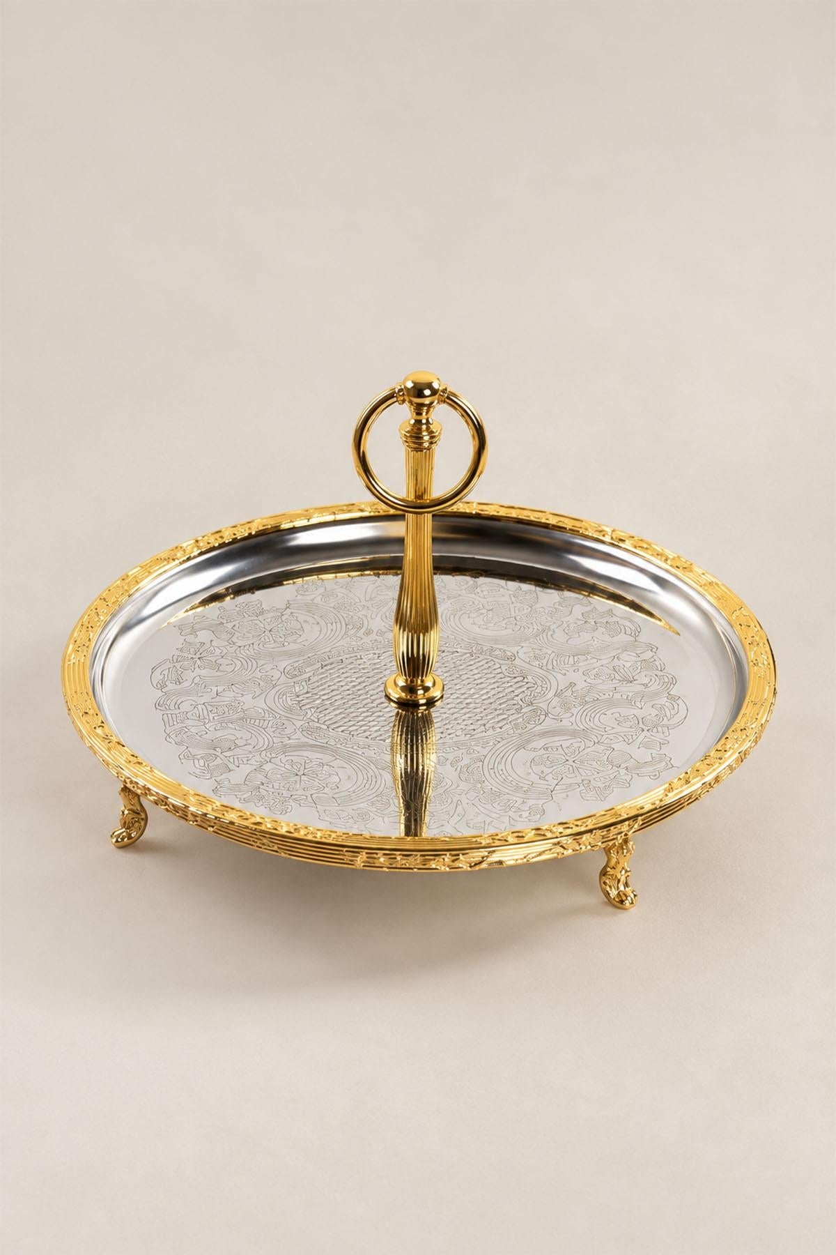 Kessa Gold Serviertablett mit Griffen (30 cm)