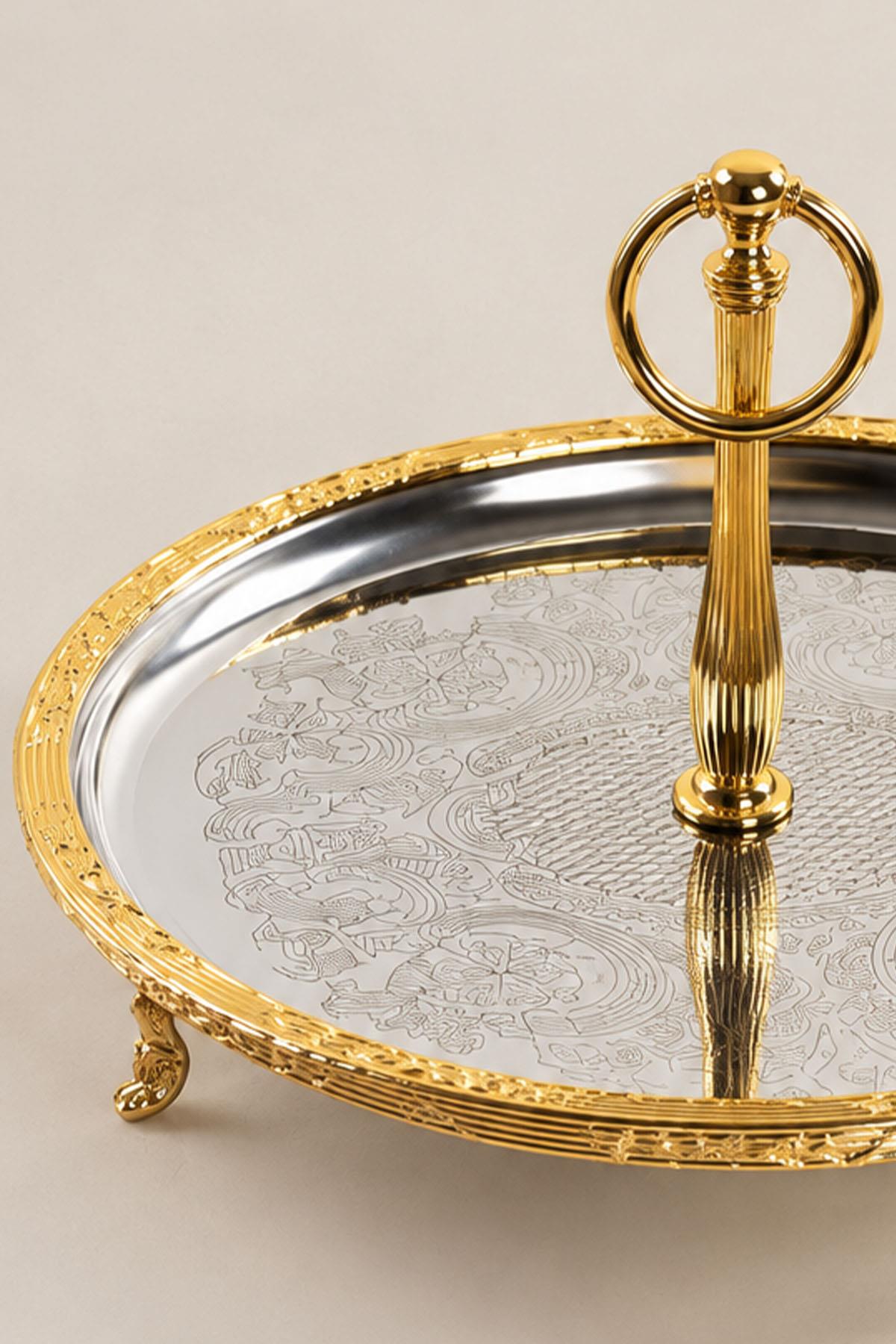 Kessa Gold Serviertablett mit Griffen (30 cm)