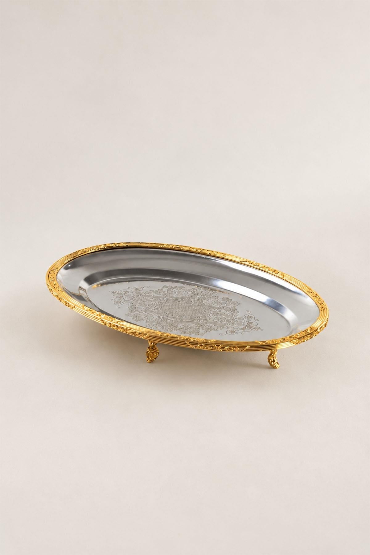 Kessa Gold Detailliertes ovales Serviertablett (35 cm)