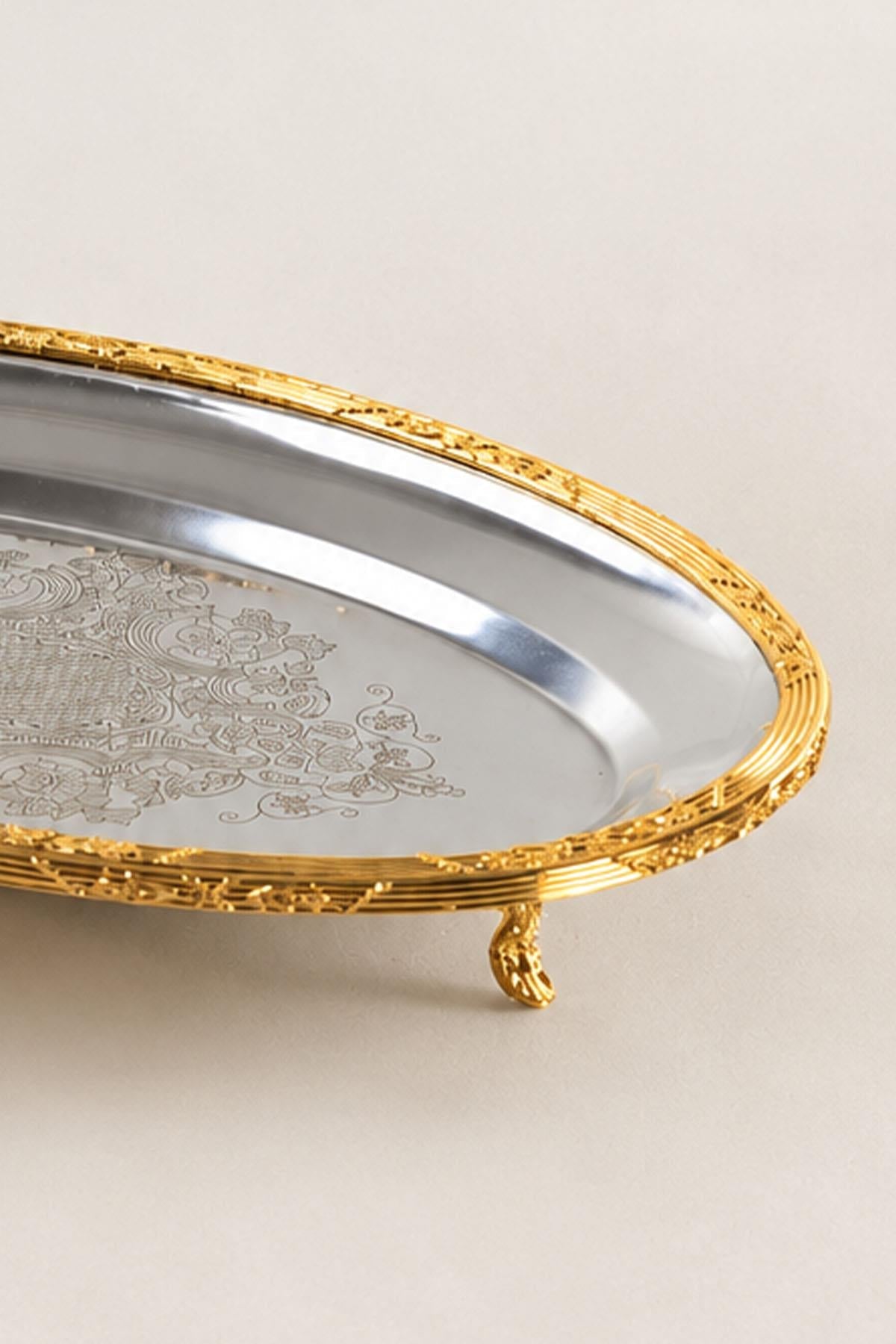 Kessa Gold Detailliertes ovales Serviertablett (35 cm)