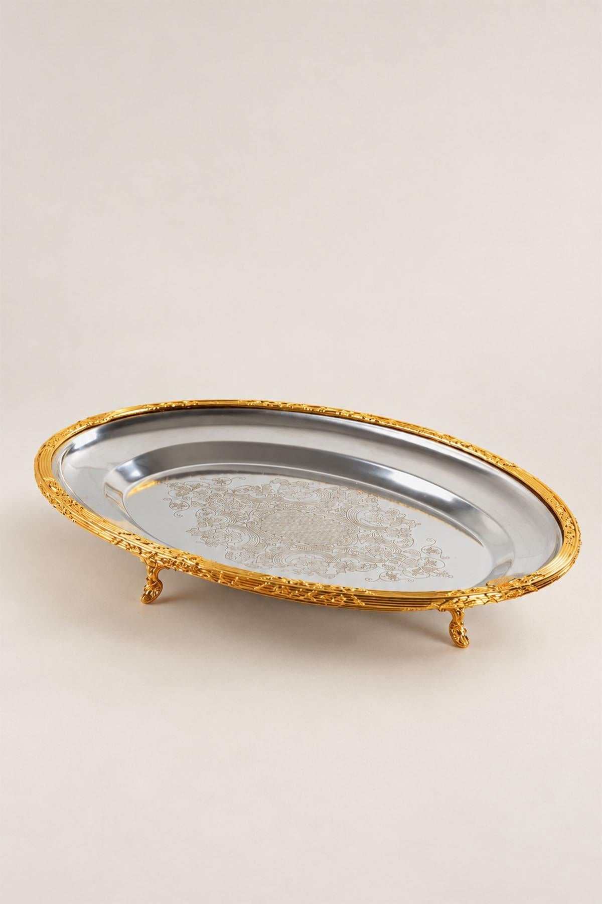 Kessa Gold Detailliertes ovales Serviertablett (38 cm)
