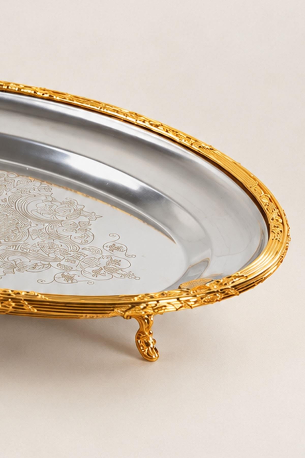 Kessa Gold Detailliertes ovales Serviertablett (38 cm)