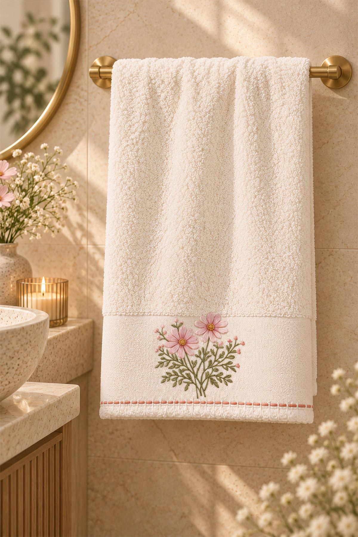 Fiorella-Handtuch mit Blumenstickerei (30 x 50 cm)