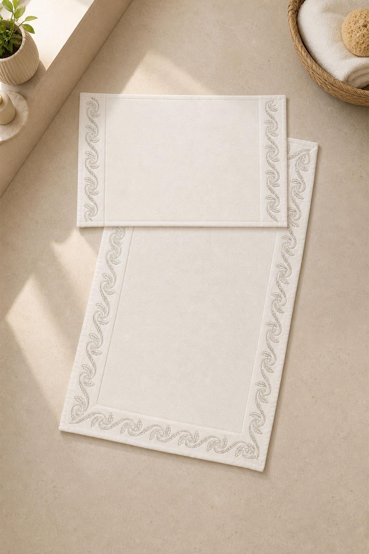 Latina Spiralblatt-Stickerei, 2-teiliges Matten-Set (60 x 100 cm)