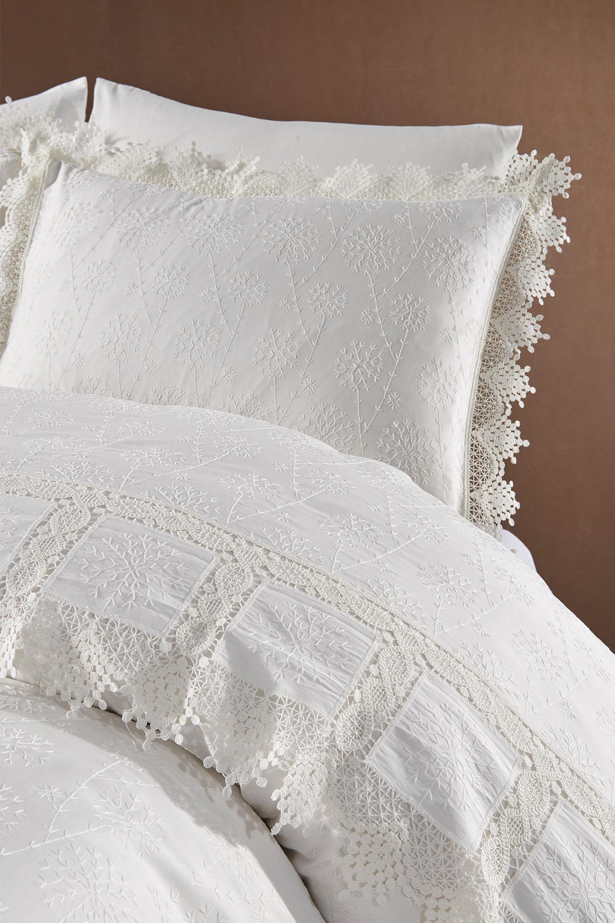 Mirage Bettwäsche-Set aus Baumwollsatin mit Spitzenbesatz, Kingsize, 6-teilig