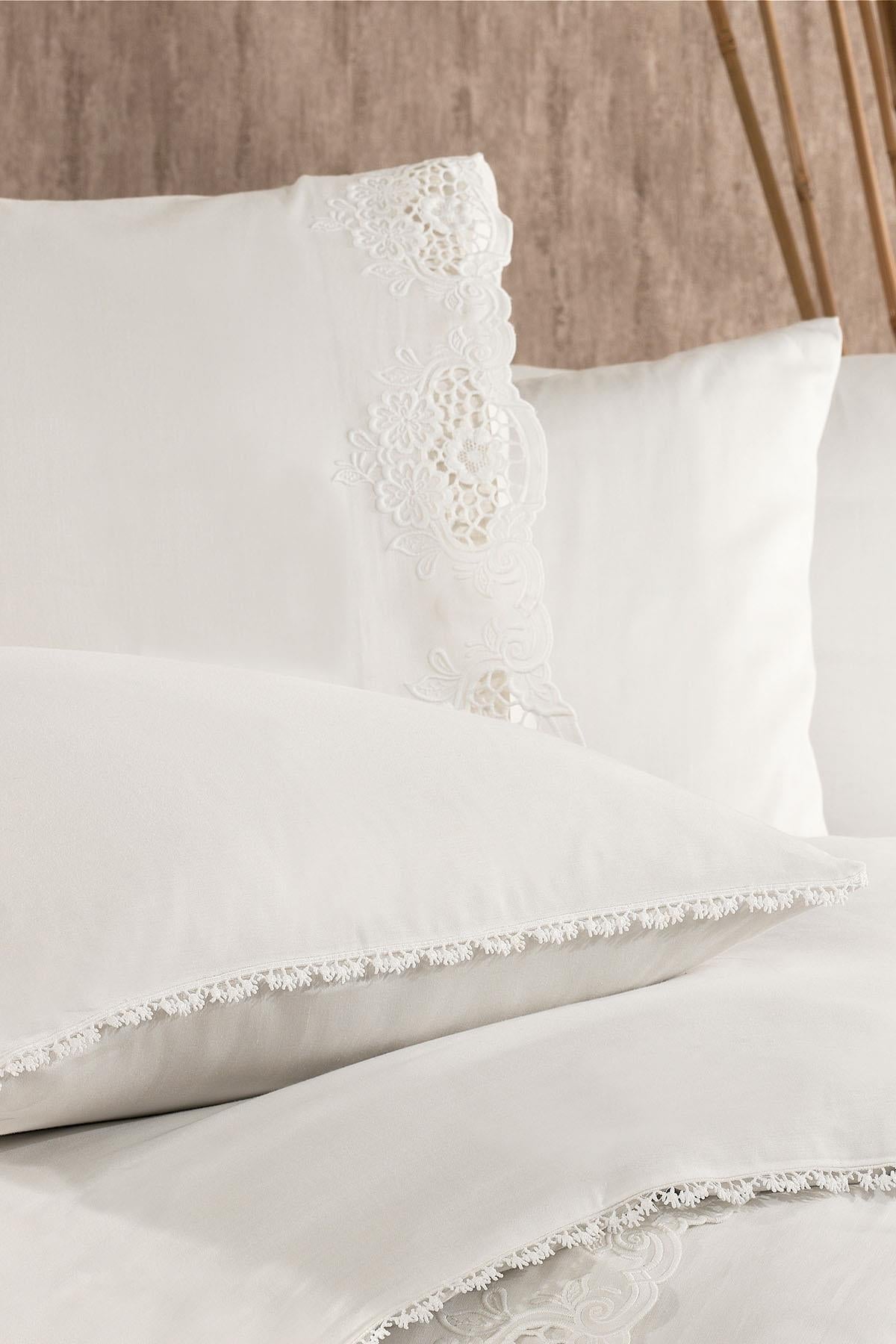 Puerta Bettwäsche-Set mit floraler Stickerei aus 100 % Baumwolle, Kingsize, 6-teilig