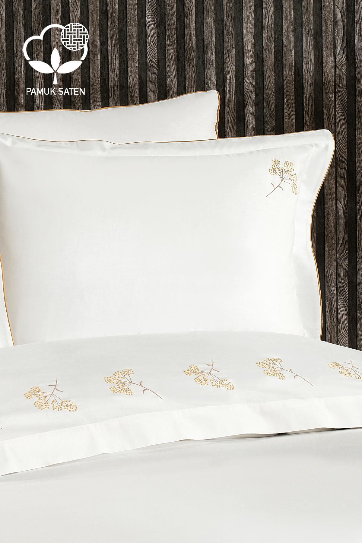 Sementa Bettwäsche-Set aus Baumwollsatin mit Blumenstickerei, Super King Size, 6-teilig – Nazik Home – Wert für mein Zuhause!
