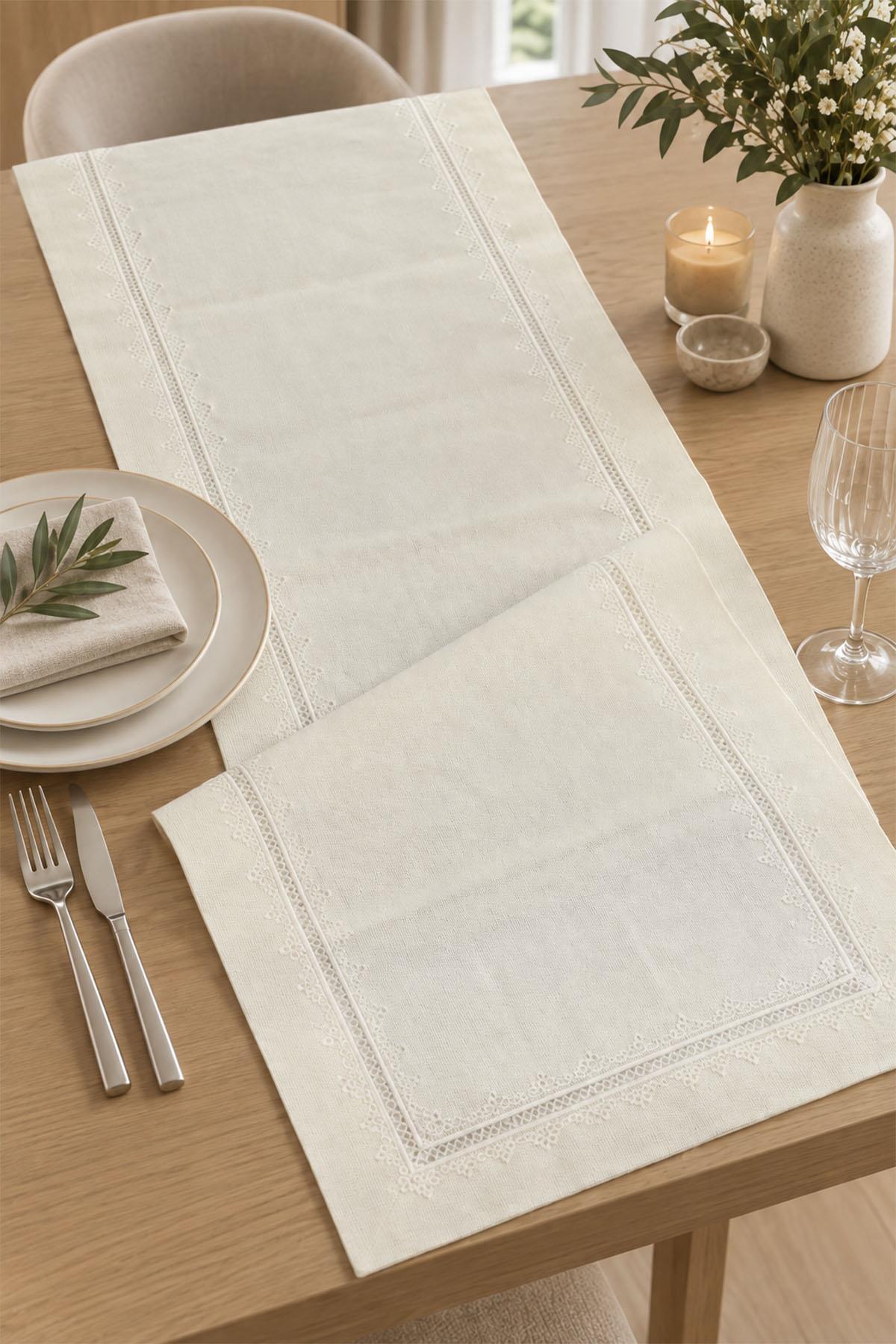 Sena Bestickter, fleckenabweisender und pflegeleichter Läufer (40 x 140 cm)