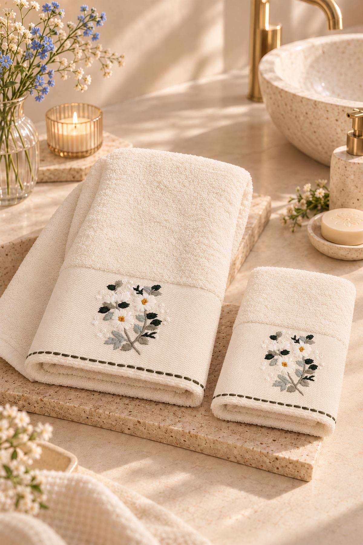 Sueno Handtuch mit Blumenstickerei (30 x 50 cm)